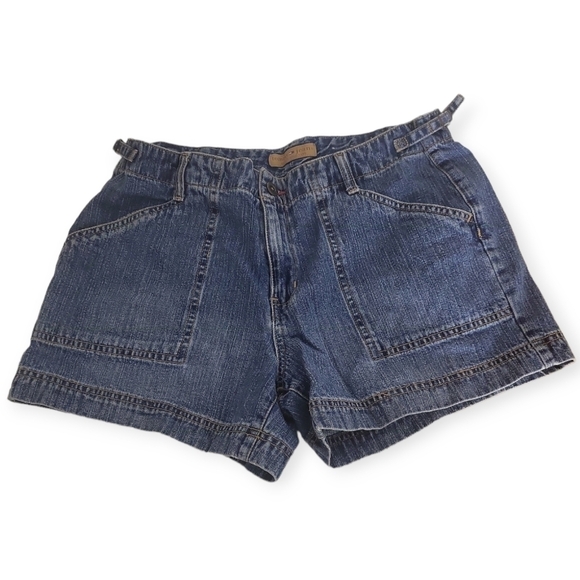 Y2K Tommy Hilfiger Tommy Jeans Blue Denim Boxy Cut Shorts Size 11 - Picture 1 of 7